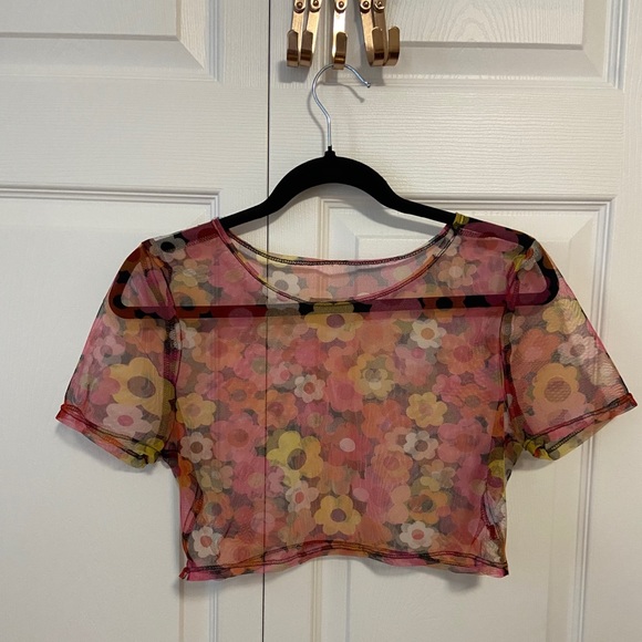Urban Outfitters Tops - Urban Outfitters Mesh Floral Crop Top